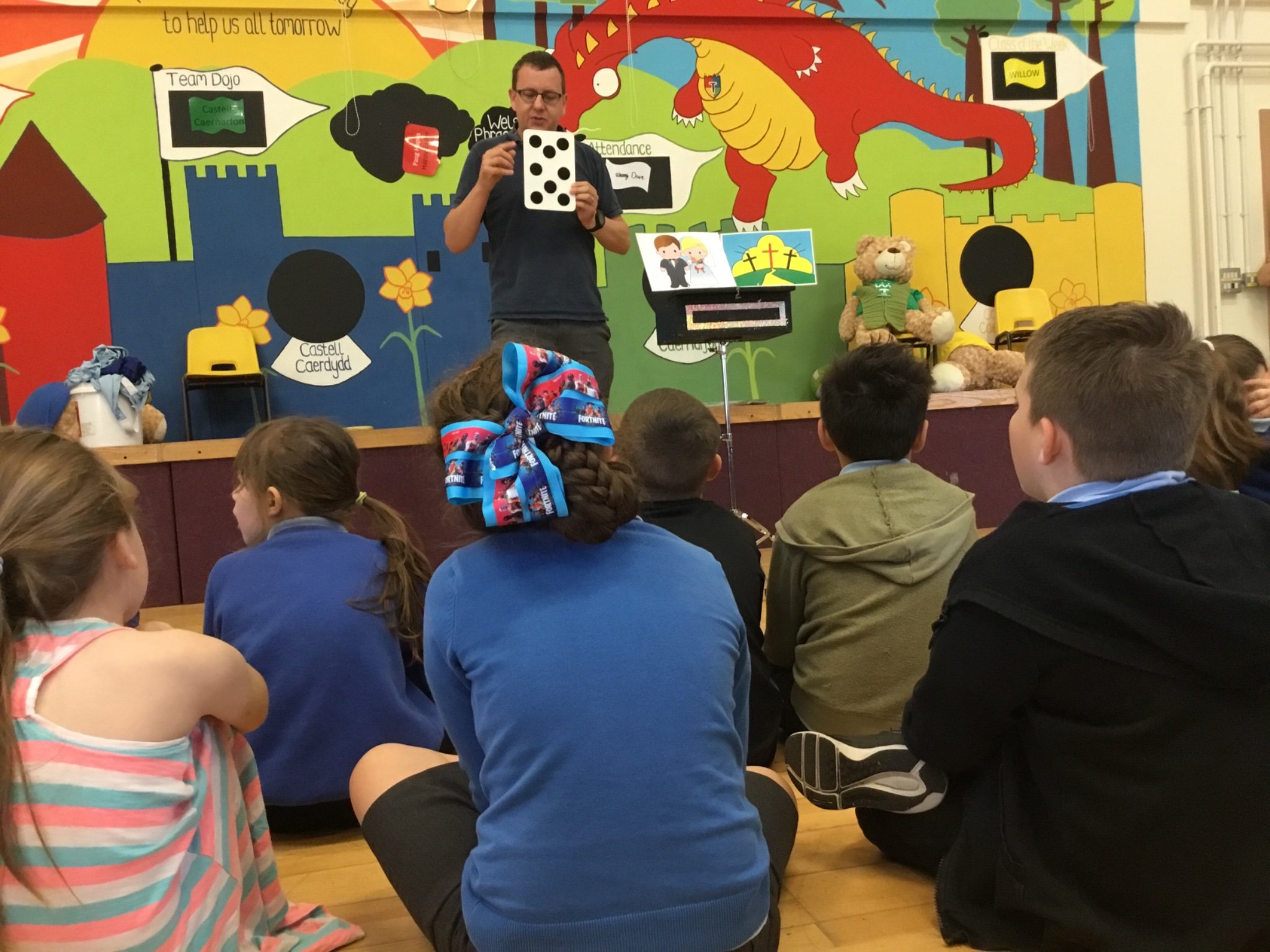 Steve Harris leading a Primary School assembly