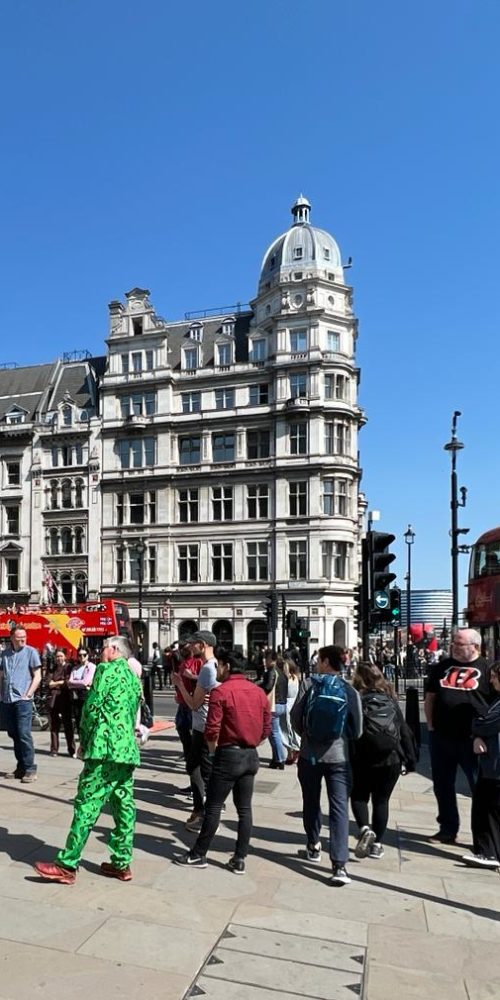 Steve preaching near Big Ben on the Go Mission 2022