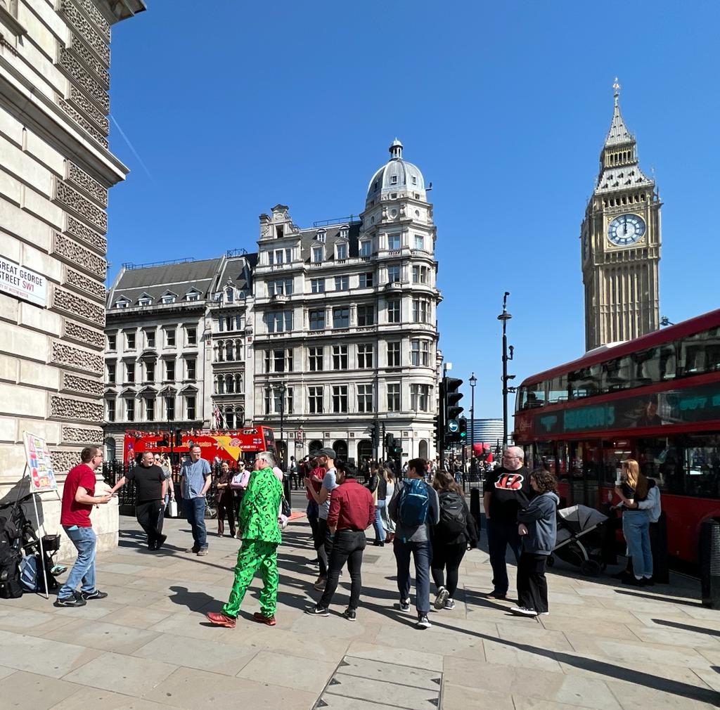 Steve preaching near Big Ben on the Go Mission 2022