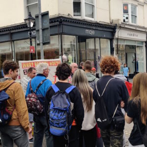 Peter Kennelly with a crowd at the Brighton Fringe Festival 2023