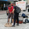 Steve being chained ready for sharing the gospel using escapology