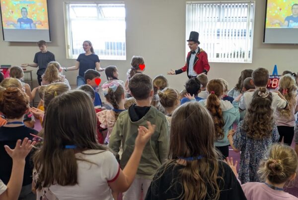children at a circus themed holiday club